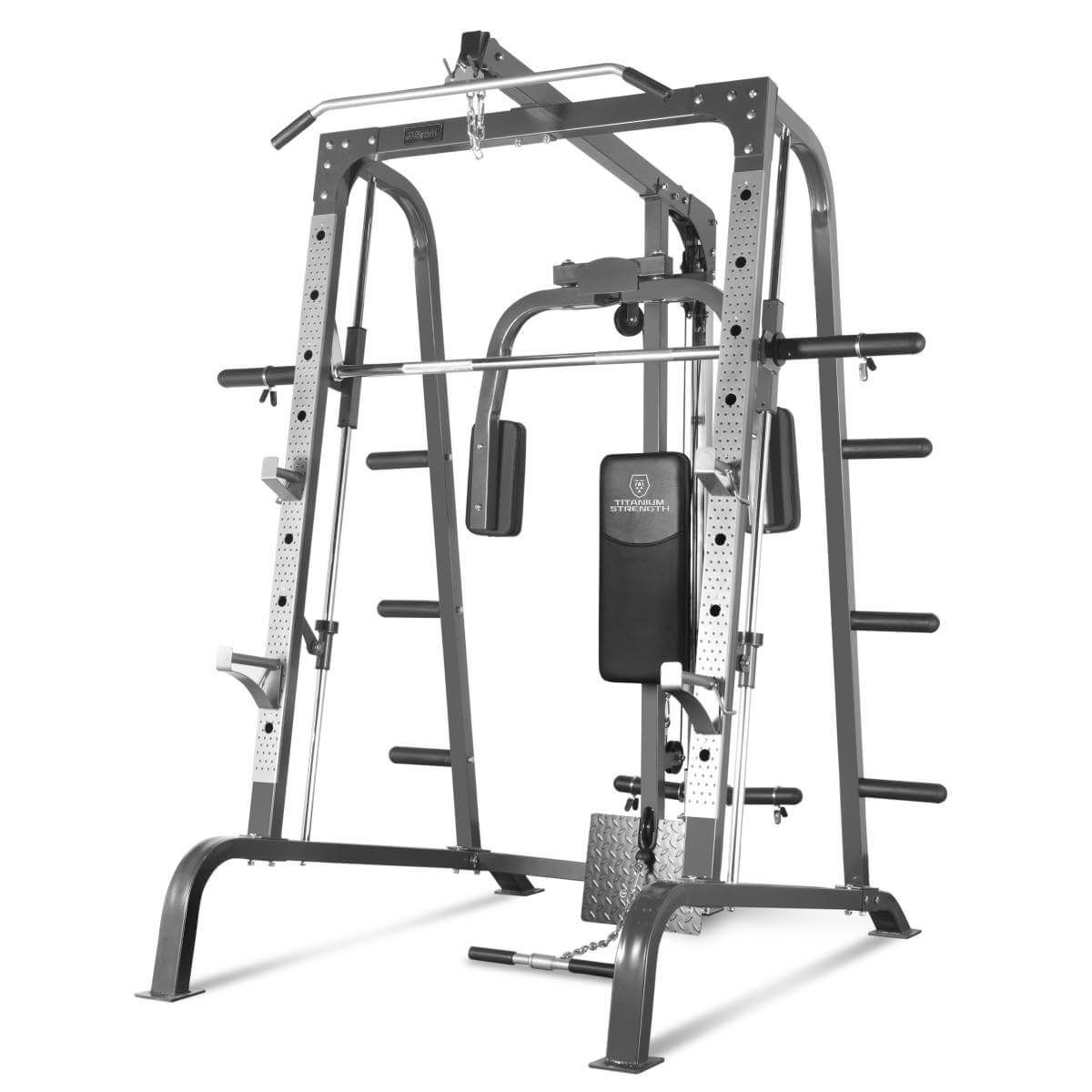 Titanium Strength Smith Machine mit Kabelzug, Hantelbank mit Beinstrecker, Pec Dec und Scott Bench 180SP