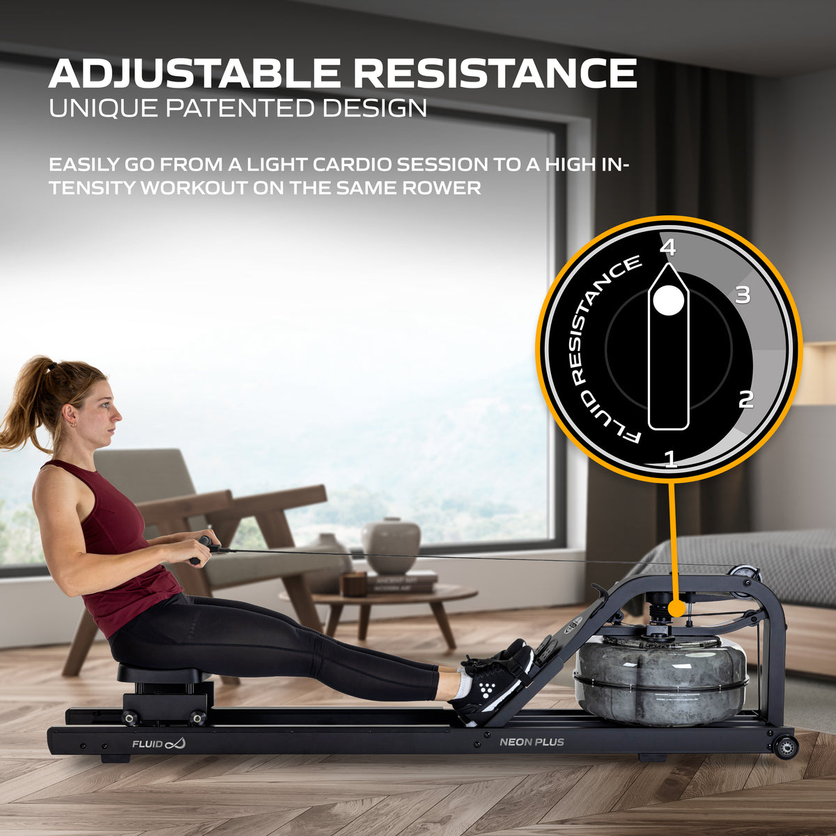 Fluid Rower Neon Plus Black – Ansicht 2