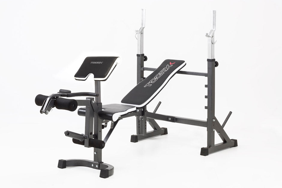 TOORX Hantelbank mit Langhantelablage, Beinstrecker und Arm-Curl WBX-90 – Ansicht 2