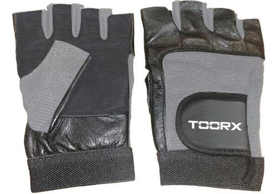 TOORX Fitnesshandschuhe Leder, Spandex & Wildleder (S–XL) – Farbe: Grau-Schwarz