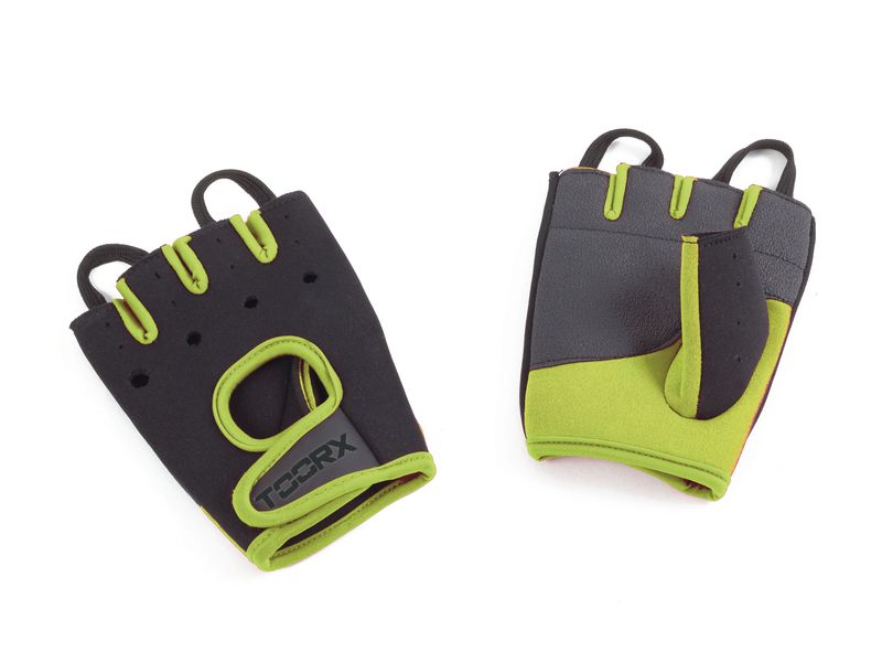 TOORX Fitnesshandschuhe Neopren, Lycra & Wildleder (M–XL) – Farbe: Schwarz-Limettengrün, Ansicht 2