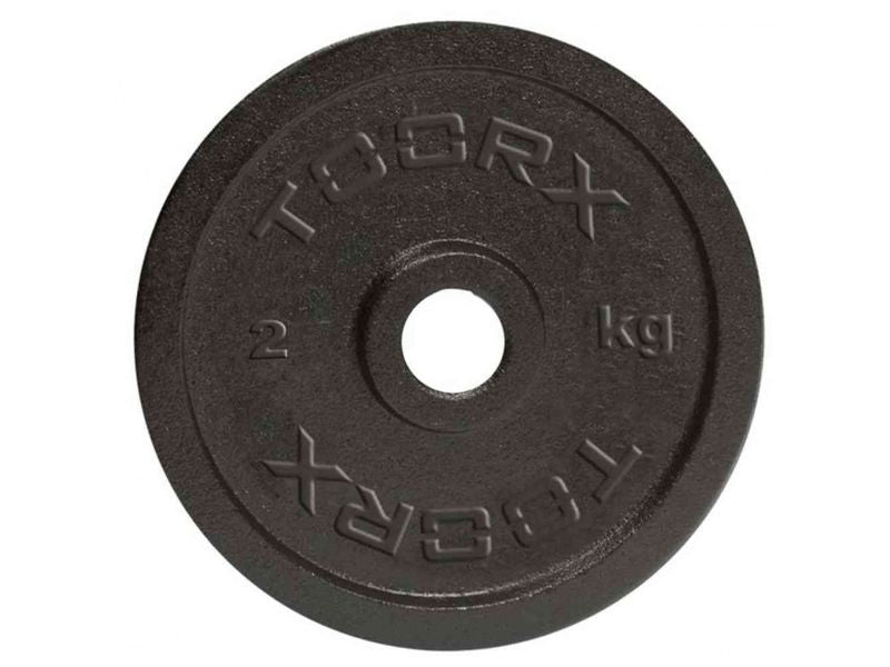TOORX Hantelscheibe Gusseisen DGN (Bohrung Ø 25 mm) – Gewicht: 2 kg, Ansicht 2