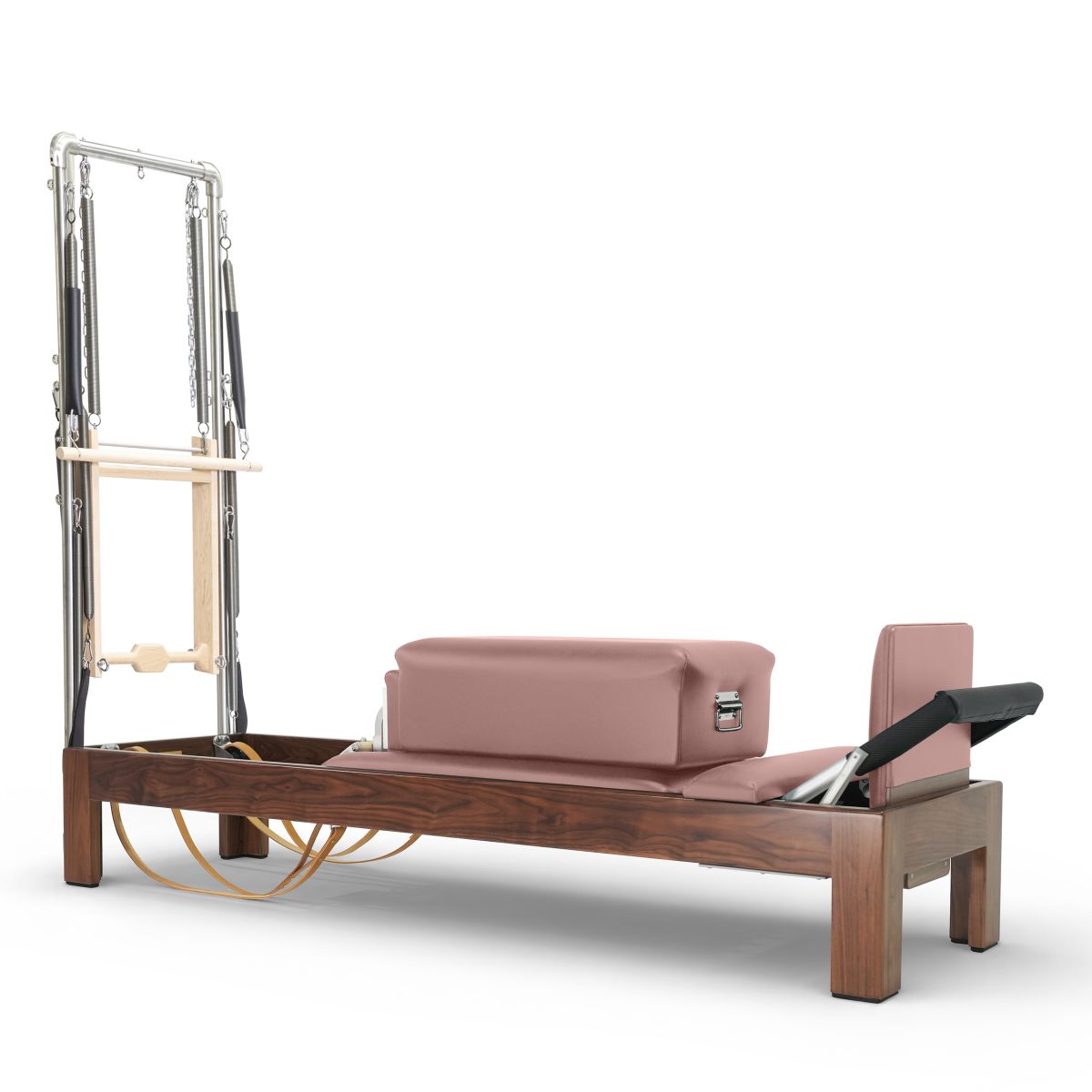 Elina Pilates Klassischer Reformer 86" aus dunklem Holz mit Half Cadilac