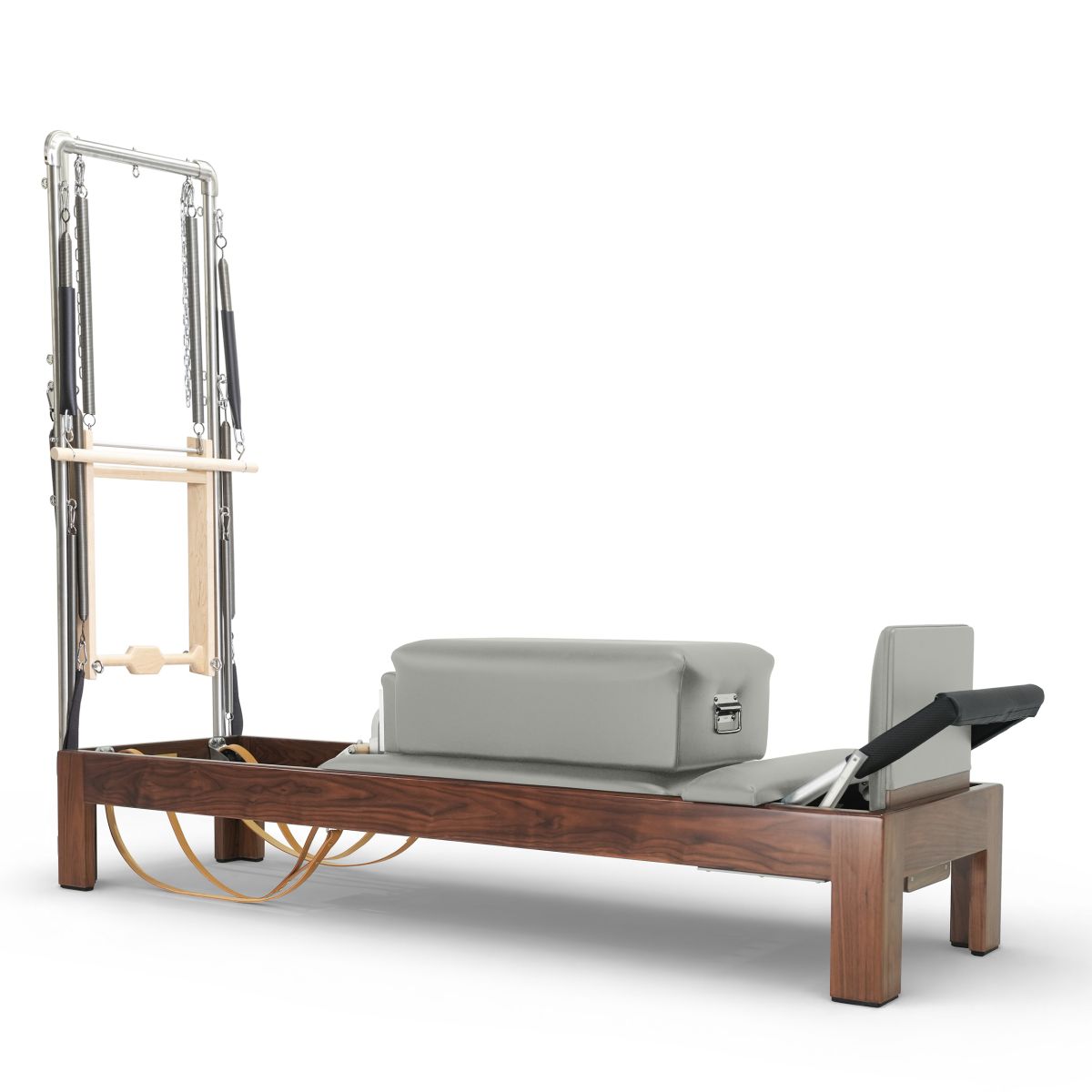 Elina Pilates Klassischer Reformer 86" aus dunklem Holz mit Half Cadilac