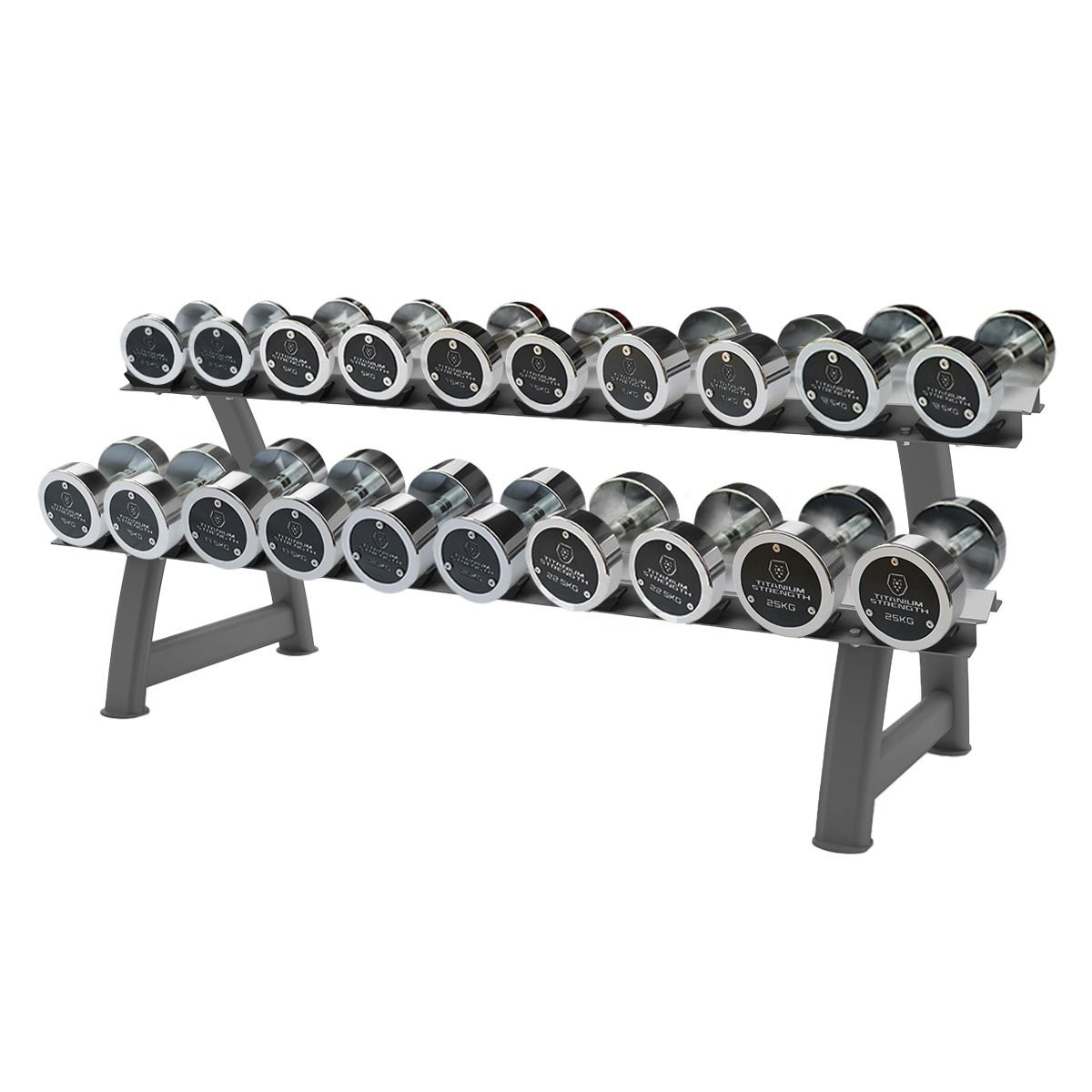Titanium Strength Chrom-Hantelset 2,5-25 kg mit Rack