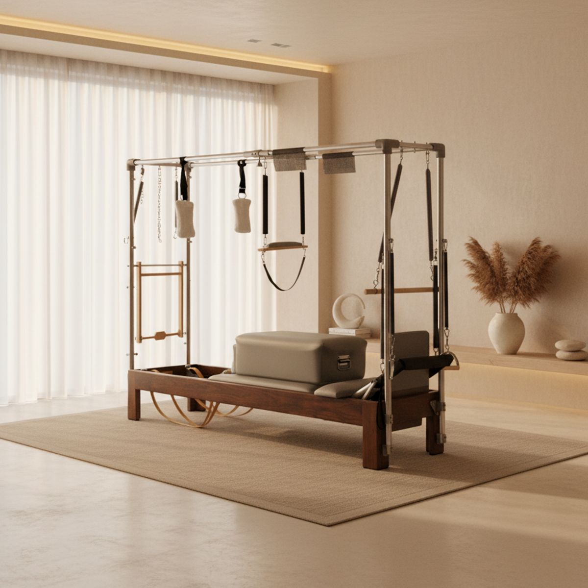 Elina Pilates Klassischer Reformer Cadillac dunkles Holz