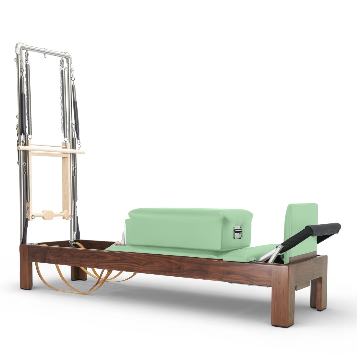 Elina Pilates Klassischer Reformer 86" aus dunklem Holz mit Half Cadilac