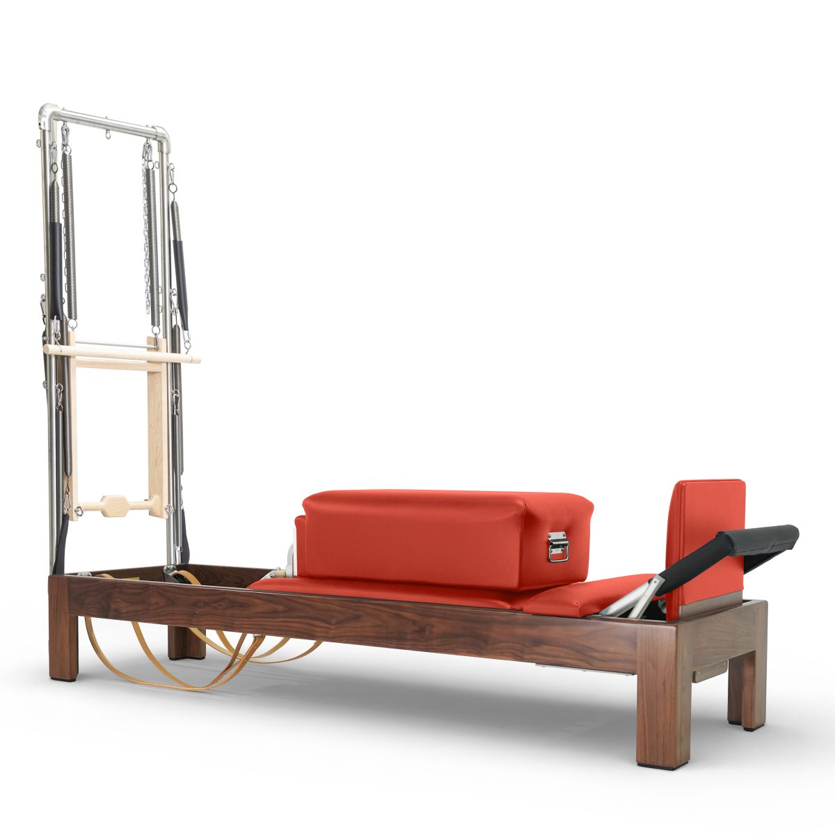 Elina Pilates Klassischer Reformer 86" aus dunklem Holz mit Half Cadilac