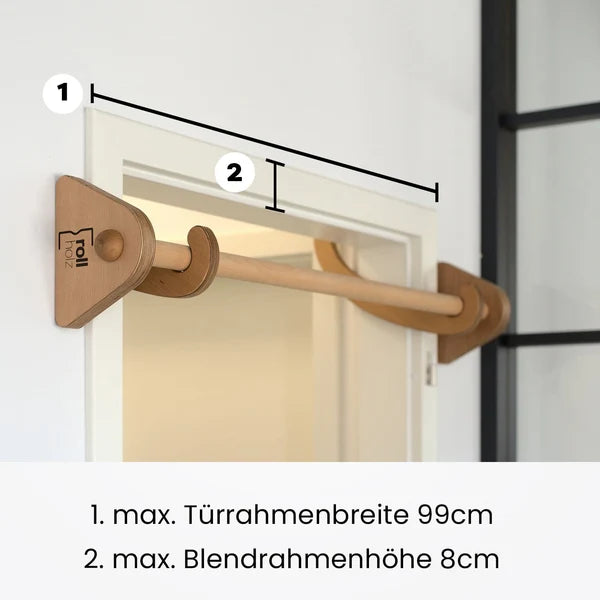 rollholz Klimmzugstange zum Einhängen ohne Bohren für Türrahmen