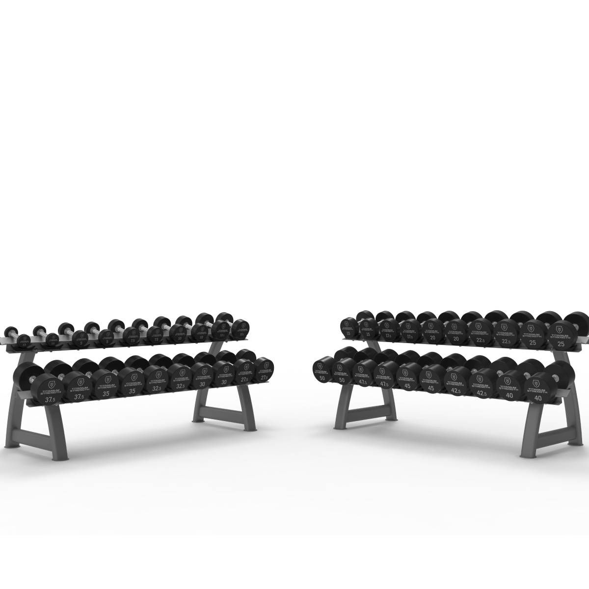Titanium Strength Pro PU-Hanteln rund mit Rack