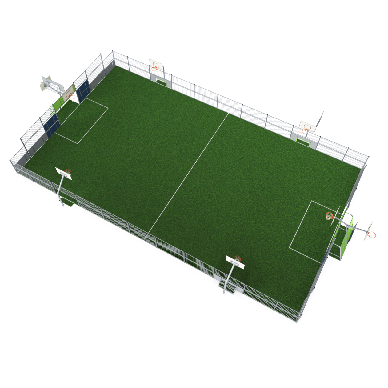 Kompan Outdoor Multiballsport Arena 16x31m Stahl und HPDE 2m