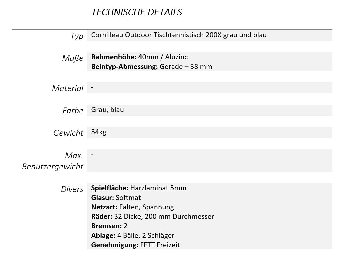 Cornilleau Outdoor Tischtennistisch "200X blau"
