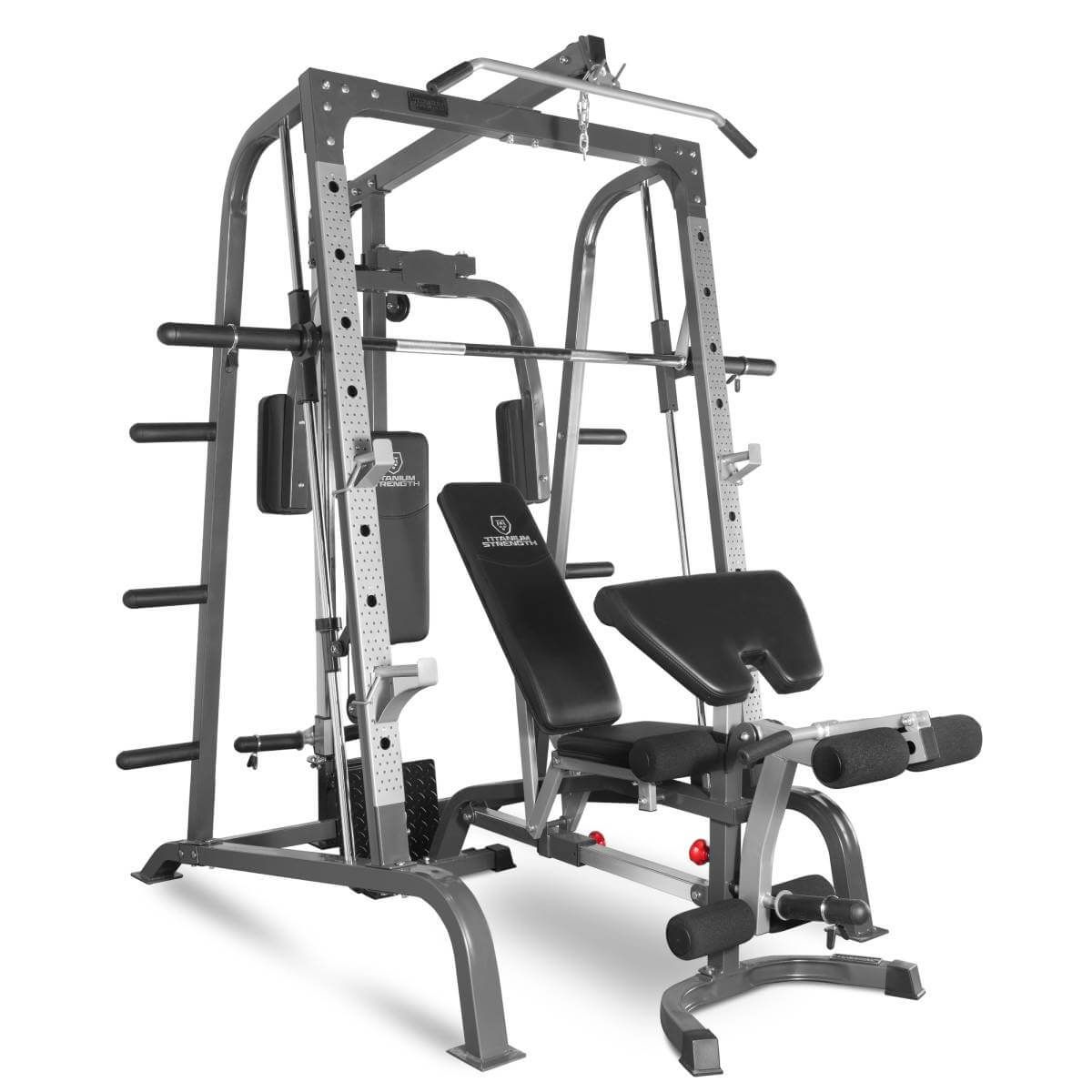 Titanium Strength Smith Machine mit Kabelzug, Hantelbank mit Beinstrecker, Pec Dec und Scott Bench 180SP