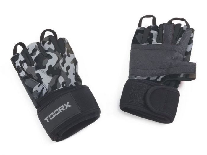 TOORX Fitnesshandschuhe Professional Neopren, Lycra & Wildleder (M–XL) – Farbe: Arctic Camouflage-Schwarz, Ansicht 3
