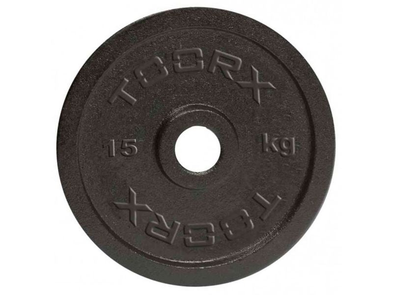 TOORX Hantelscheibe Gusseisen DGN (Bohrung Ø 25 mm) – Gewicht: 15 kg, Ansicht 5
