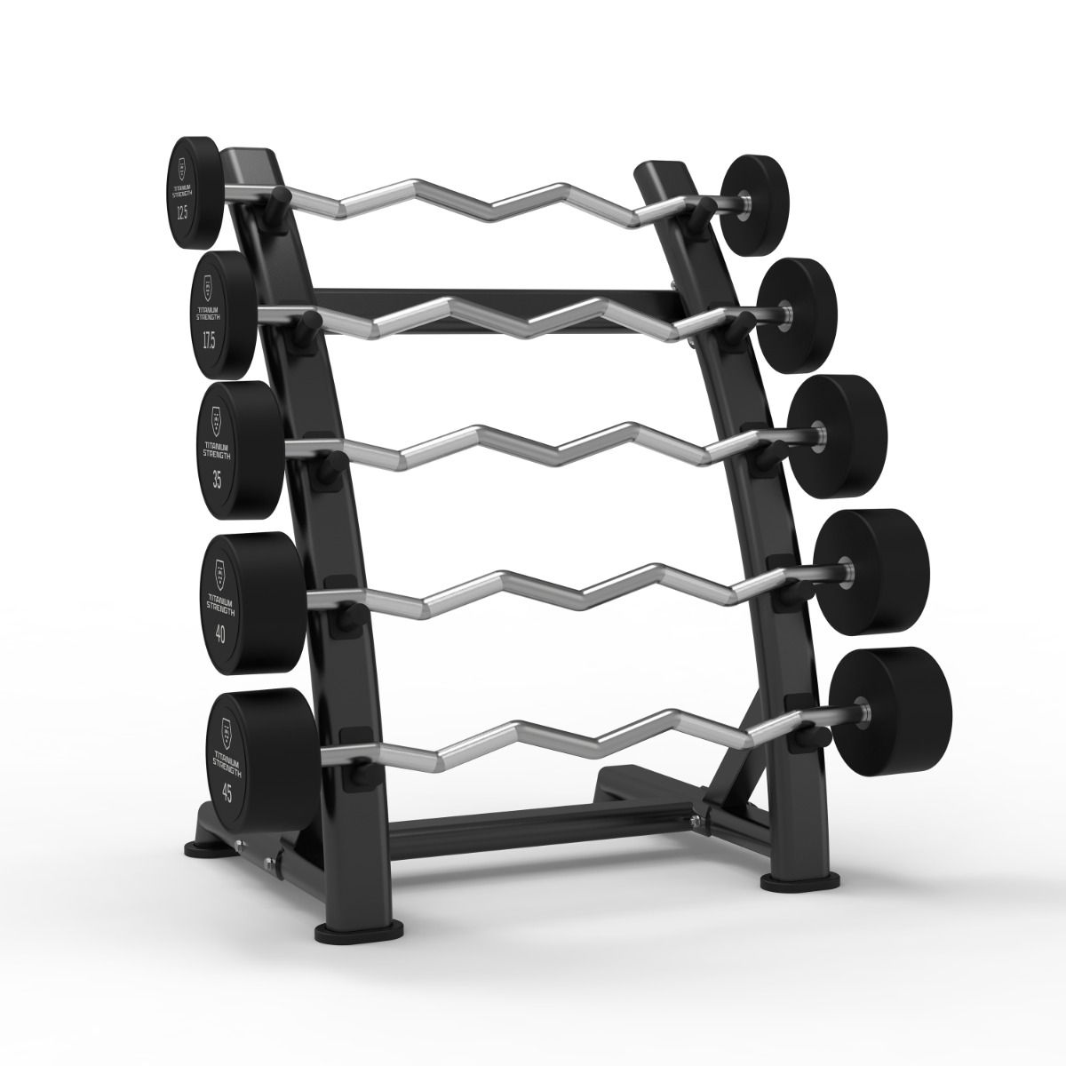 Titanium Strength Set aus 5 festen EZ-Curl-Stangen 10-30 kg mit Rack