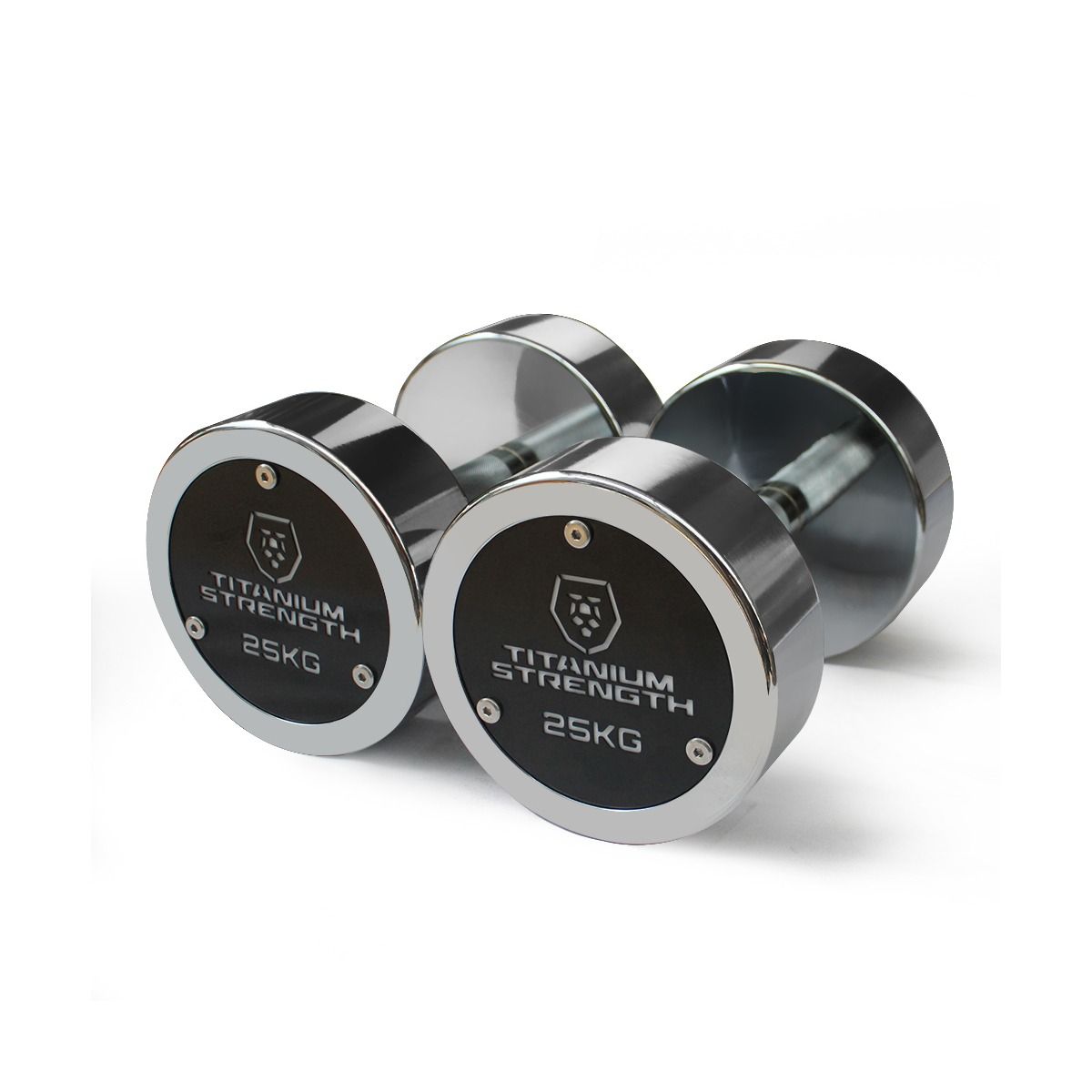 Titanium Strength Chromhantelset 2,5–30 kg (12 Paare) mit Rack