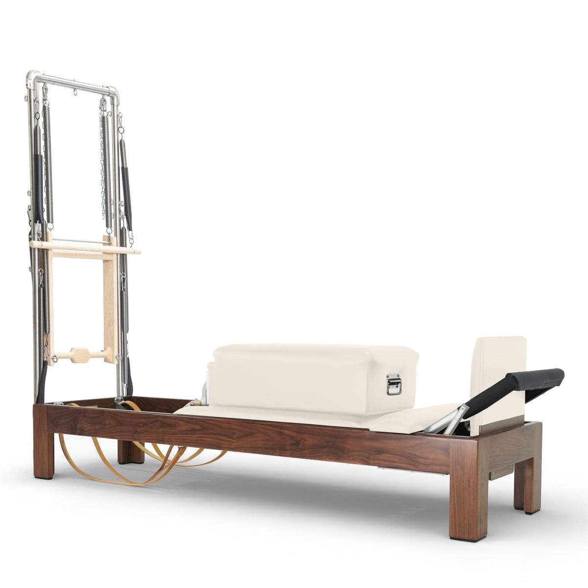 Elina Pilates Klassischer Reformer 86" aus dunklem Holz mit Half Cadilac