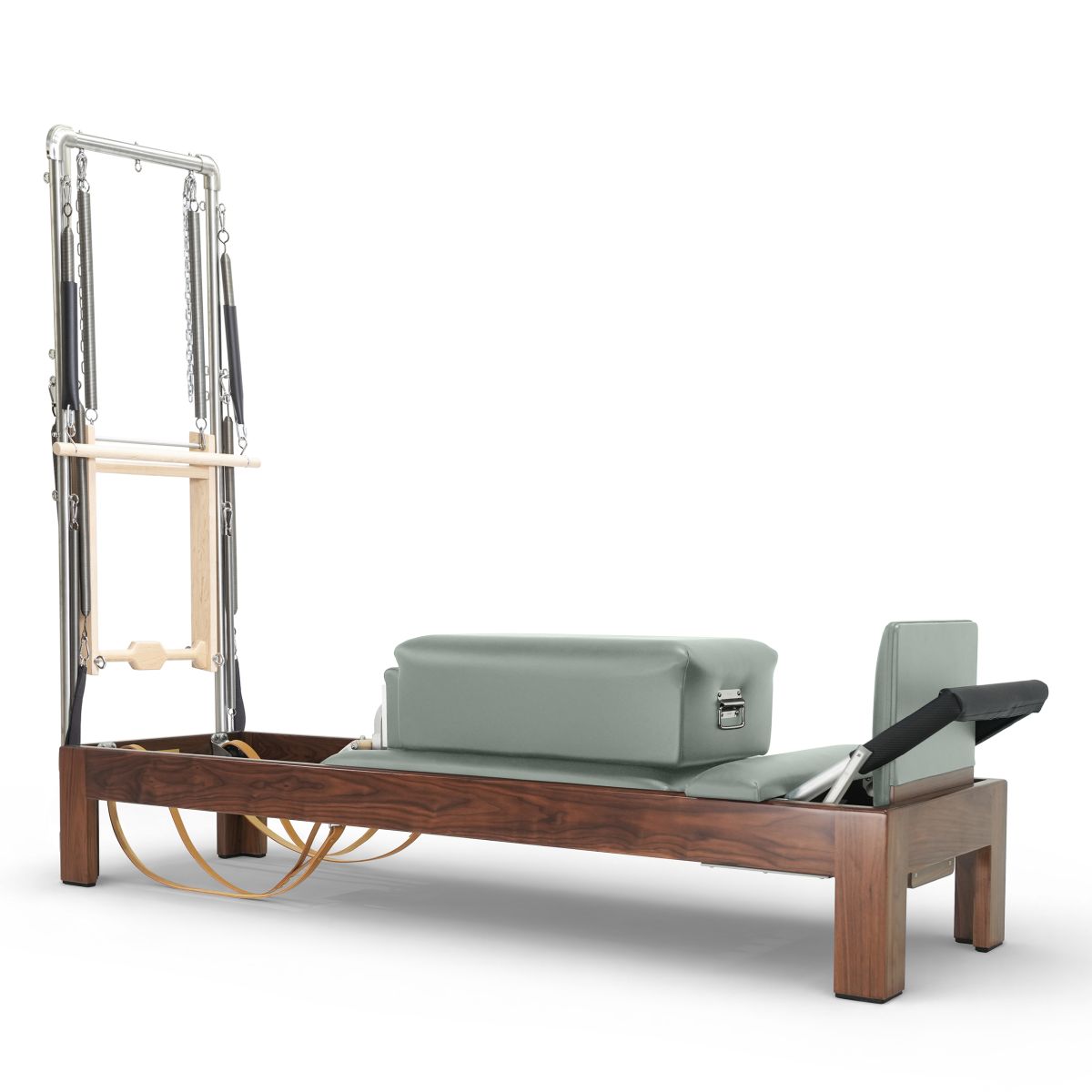 Elina Pilates Klassischer Reformer 86" aus dunklem Holz mit Half Cadilac