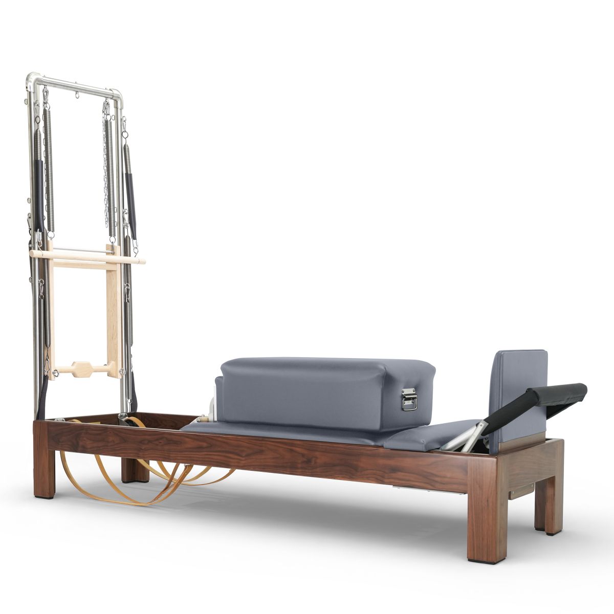 Elina Pilates Klassischer Reformer 86" aus dunklem Holz mit Half Cadilac
