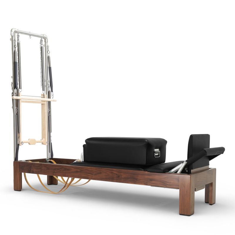 Elina Pilates Klassischer Reformer 86" aus dunklem Holz mit Half Cadilac