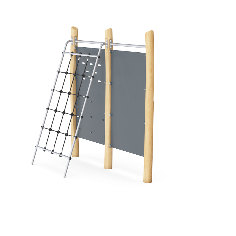 Kompan Outdoor Hindernisparcours Robinia Hinderniswand mit Kletternetz