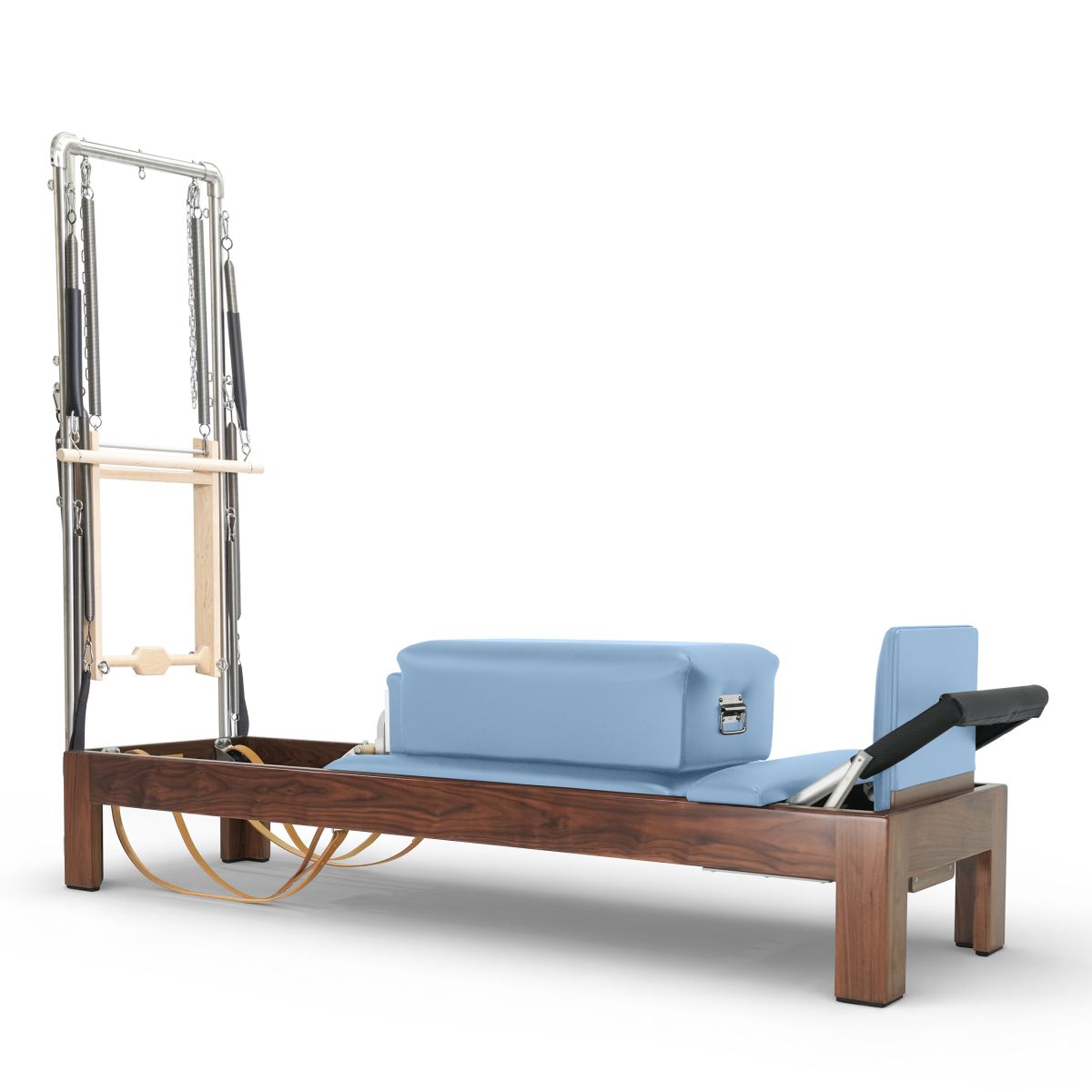 Elina Pilates Klassischer Reformer 86" aus dunklem Holz mit Half Cadilac