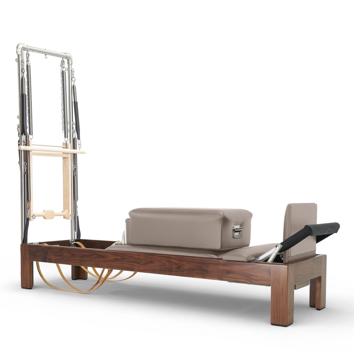 Elina Pilates Klassischer Reformer 86" aus dunklem Holz mit Half Cadilac